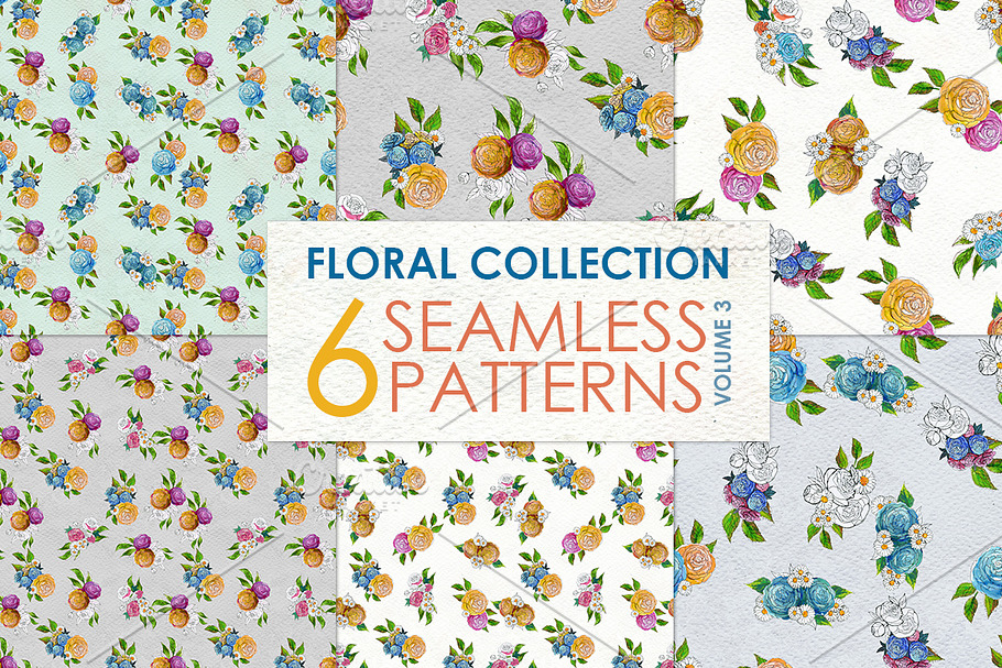 Watercolor rose patterns Vol 3 in Patterns - product preview 8