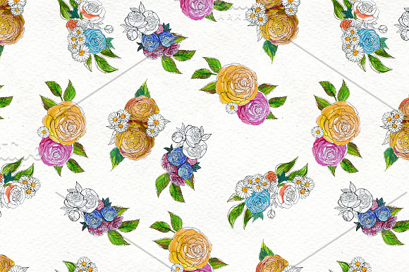 Watercolor rose patterns Vol 3 in Patterns - product preview 2