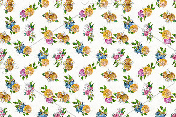 Watercolor rose patterns Vol 3 in Patterns - product preview 3