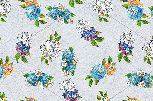 Watercolor rose patterns Vol 3 in Patterns - product preview 4