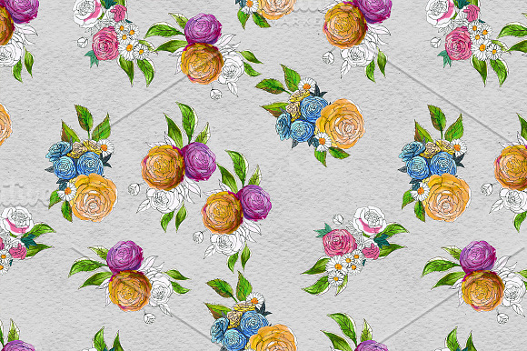 Watercolor rose patterns Vol 3 in Patterns - product preview 6