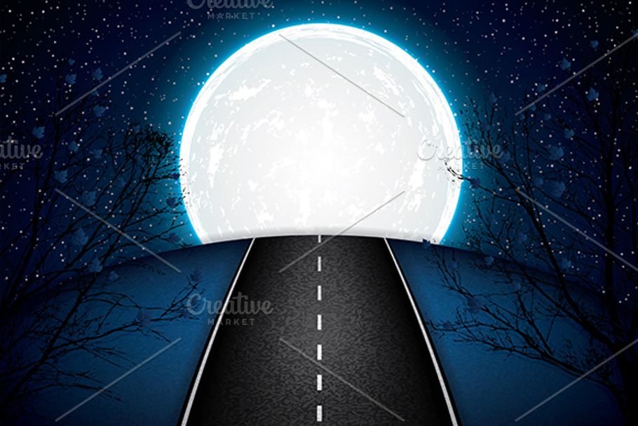 Road in the moonlight in Illustrations - product preview 8
