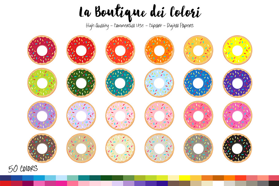 50 Rainbow Doughnut Clip Art in Illustrations - product preview 8