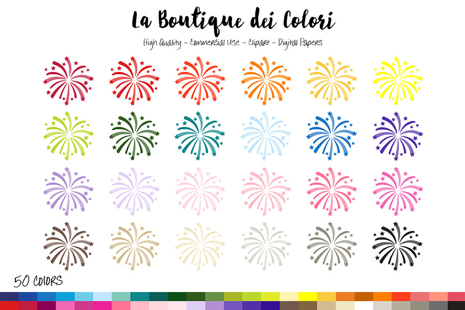 50 Rainbow Fireworks Clip Art in Illustrations - product preview 8