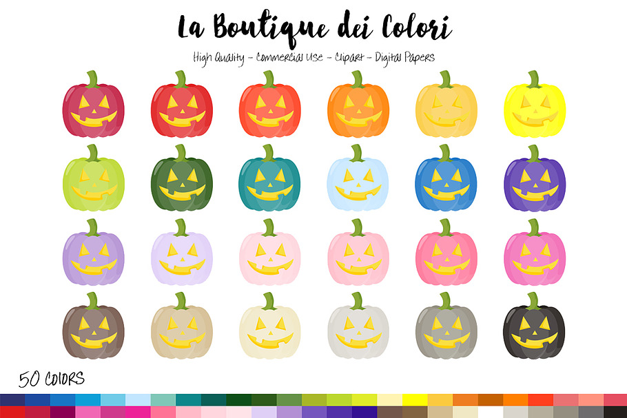 50 Rainbow Jack-O-Lantern Clip Art in Illustrations - product preview 8