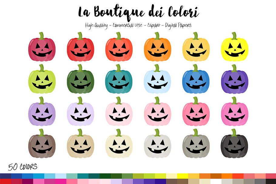 50 Rainbow Jack-O-Lantern Clip Art in Illustrations - product preview 8