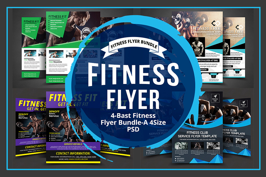 Body Fitness Gym Flyer Bundle in Flyer Templates - product preview 8