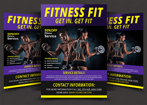 Body Fitness Gym Flyer Bundle in Flyer Templates - product preview 3