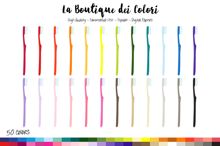 50 Rainbow Toothbrush Clip Art