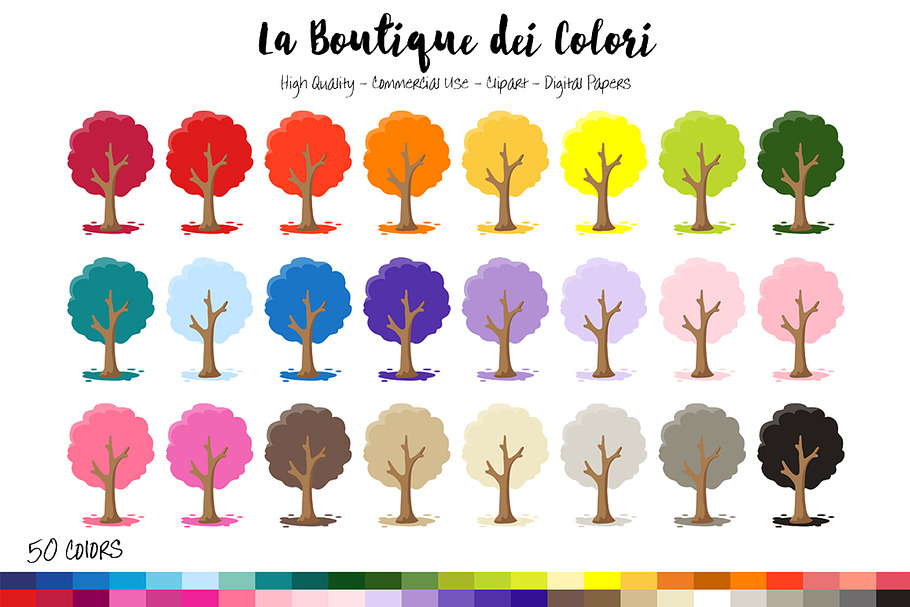 50 Rainbow Trees Clip Art in Illustrations - product preview 8