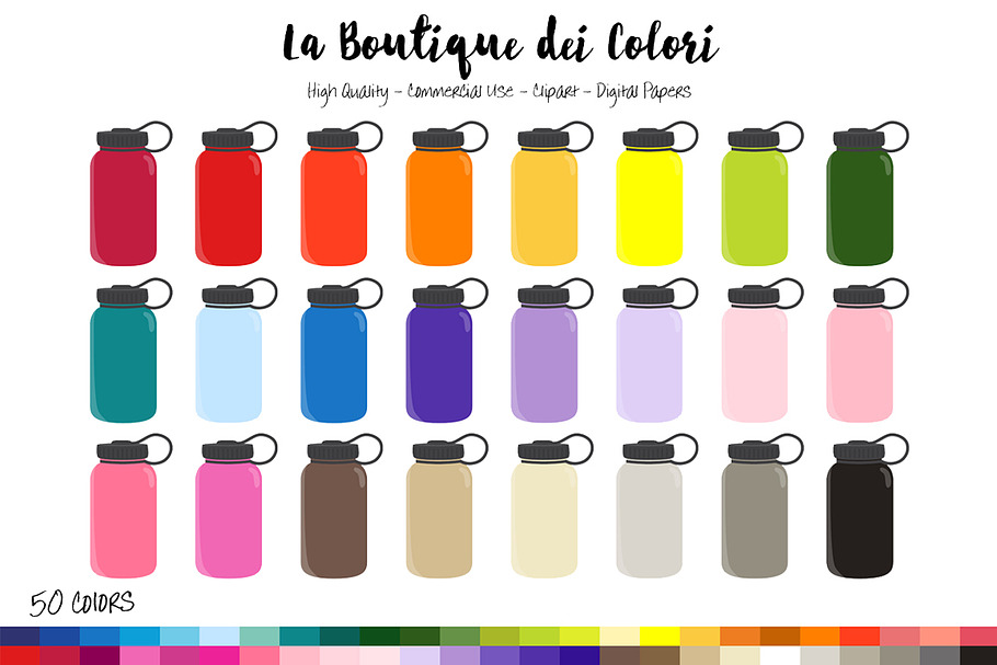 50 Rainbow Water Bottle Clip Art in Illustrations - product preview 8