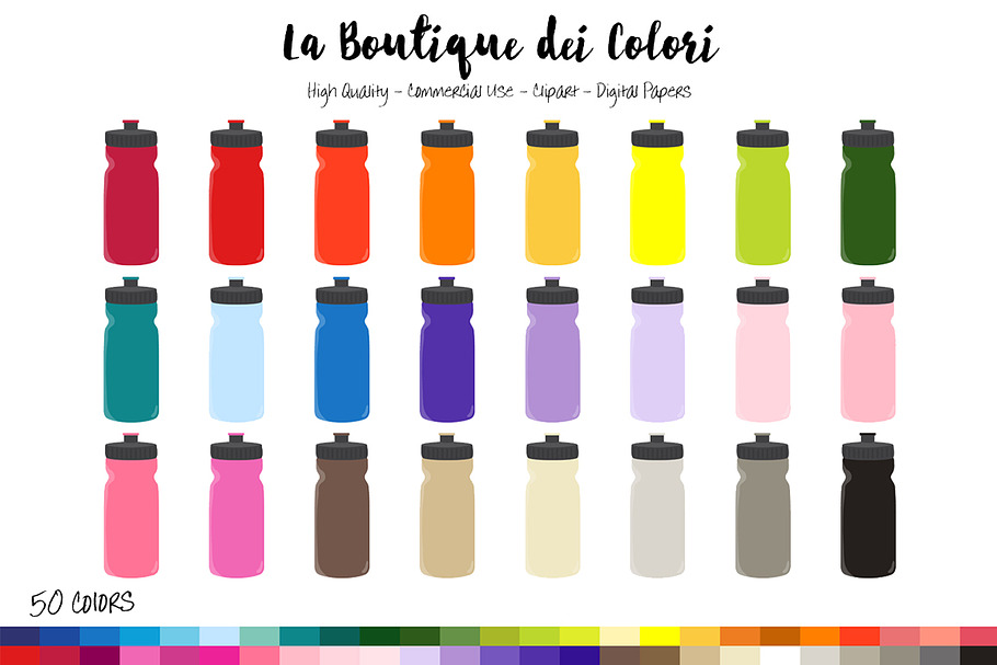 50 Rainbow Water Bottle Clip Art in Illustrations - product preview 8