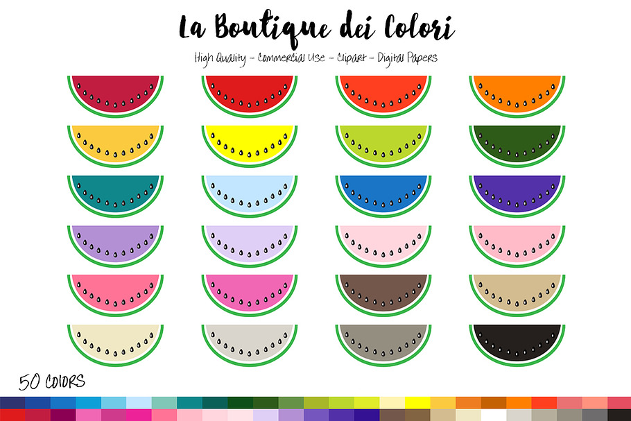 50 Rainbow Watermelon Clip Art in Illustrations - product preview 8