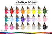 50 Rainbow Witch Cat Clip Art