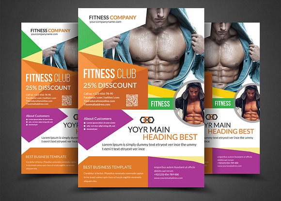 Fitness / Gym Flyer Bundle Template in Flyer Templates - product preview 1