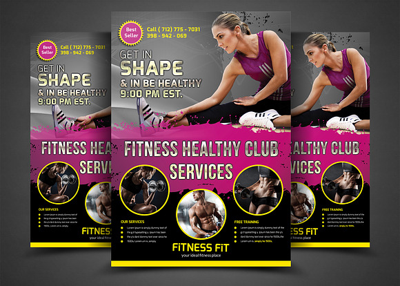Fitness / Gym Flyer Bundle Template in Flyer Templates - product preview 3