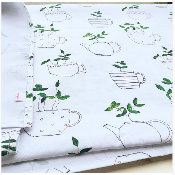 Tea plants in tea cups in Patterns - product preview 2