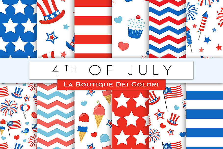 4th of July Digital Paper in Patterns - product preview 8