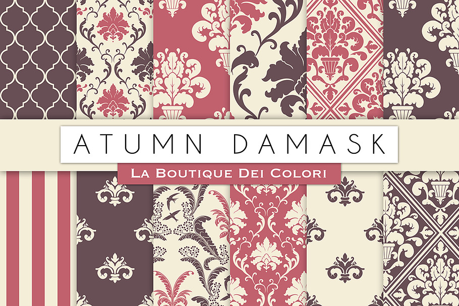 Autumn Damask Digital Papers in Patterns - product preview 8