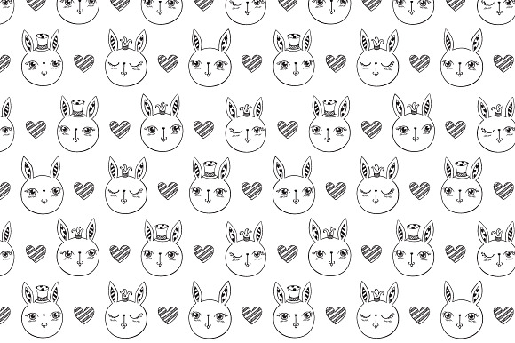 Set of hand drawn cute rabbits in Illustrations - product preview 10