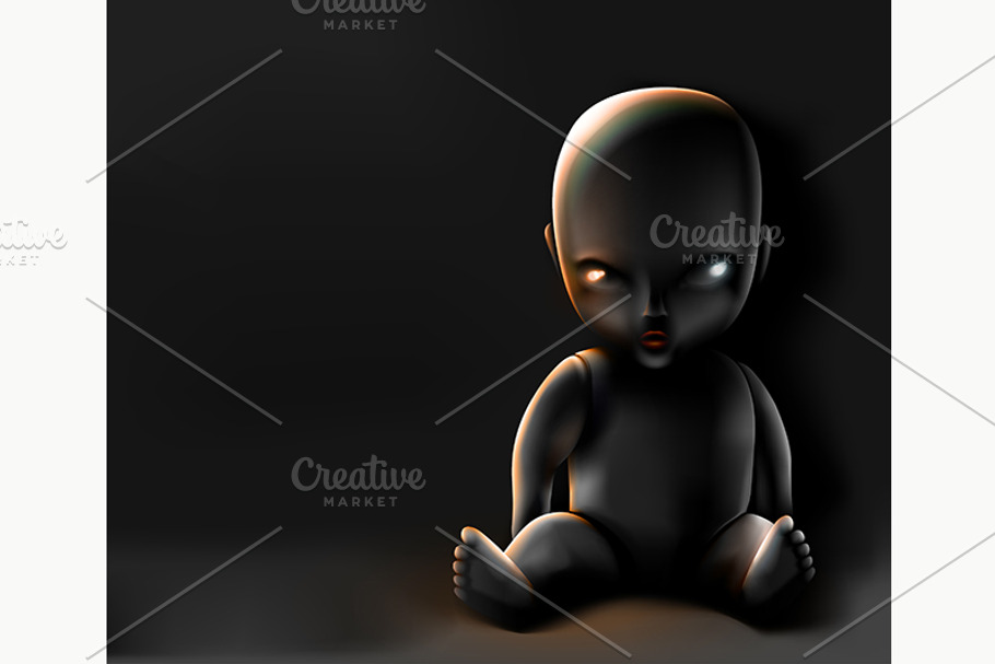 Doll on Dark Background in Illustrations - product preview 8