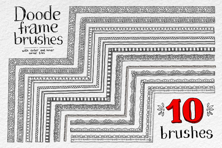 Doodle vector frame brushes in Photoshop Brushes - product preview 8