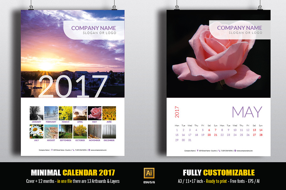 Minimal Calendar 2017