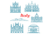 Italy landmarks icons