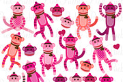 Baby Girl Sock Monkey Clipart/Vector