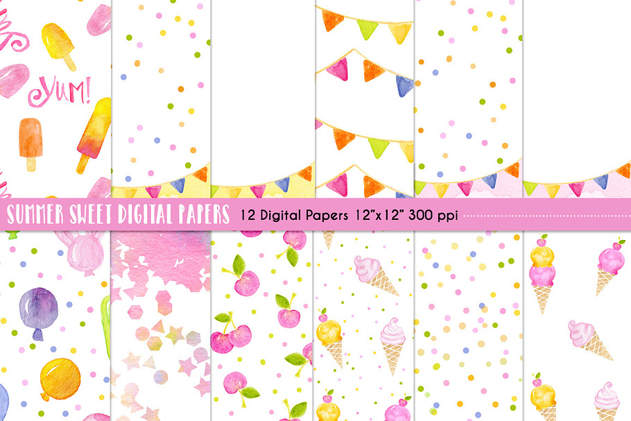 Summer Sweet Digital Papers in Patterns - product preview 8