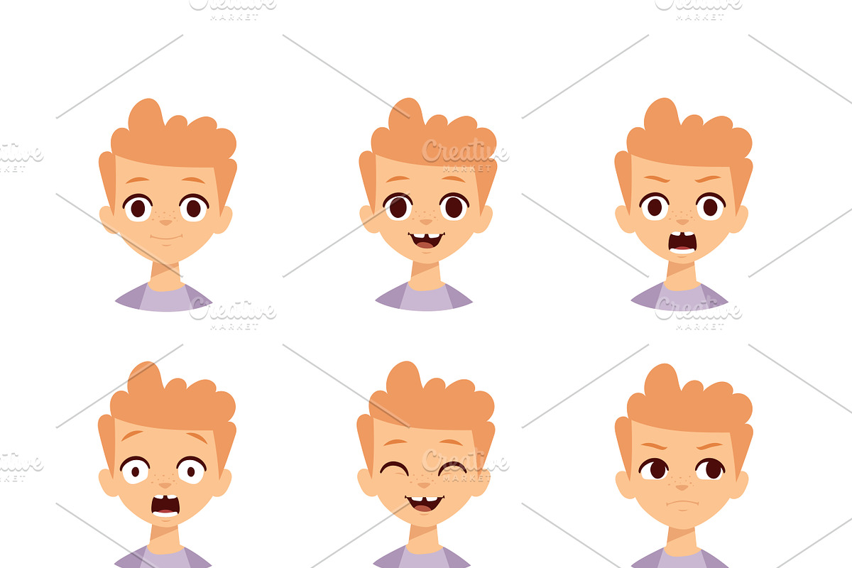 Boy emotions face vector in Illustrations - product preview 8