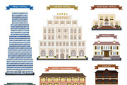 Hotel buildings vector illustration