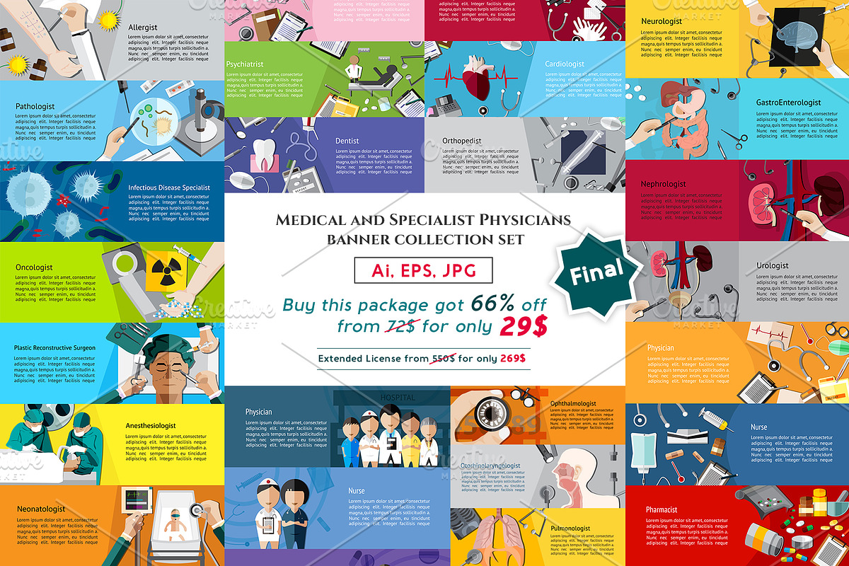 Medical health banners final pack!!! in Illustrations - product preview 8