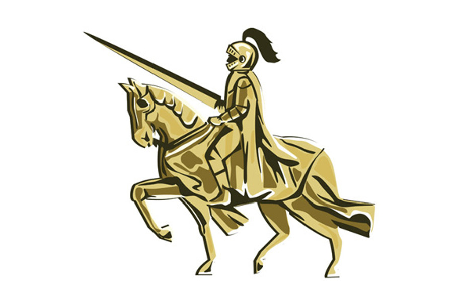 Knight Riding Steed Lance Isolated in Illustrations - product preview 8