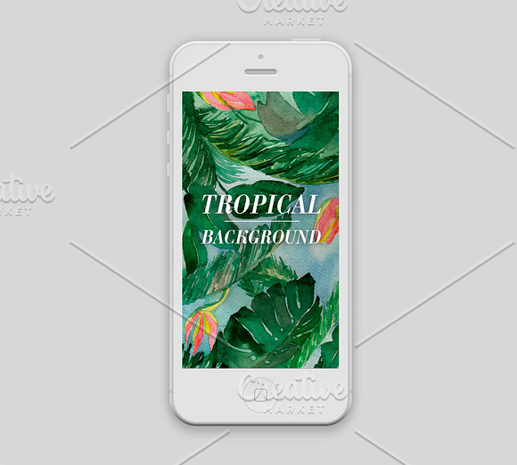 Watercolor tropical background in Textures - product preview 1
