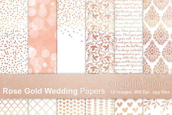 Rose gold Wedding Papers