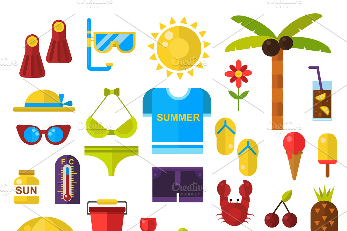 Summer symbols vector icons in Illustrations - product preview 8