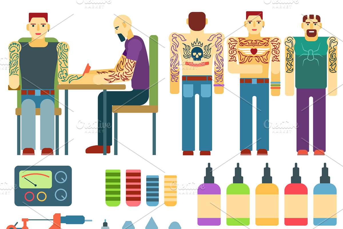 Tattoo symbols icons vector in Illustrations - product preview 8