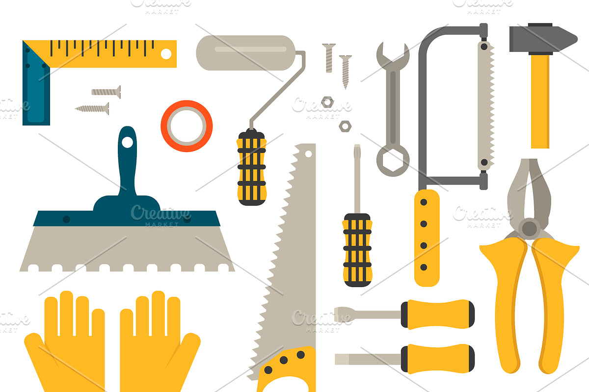 Flat construction tools vector in Illustrations - product preview 8