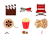 Cinema icons in flat style vector
