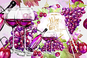 Wine and Grapes Clipart