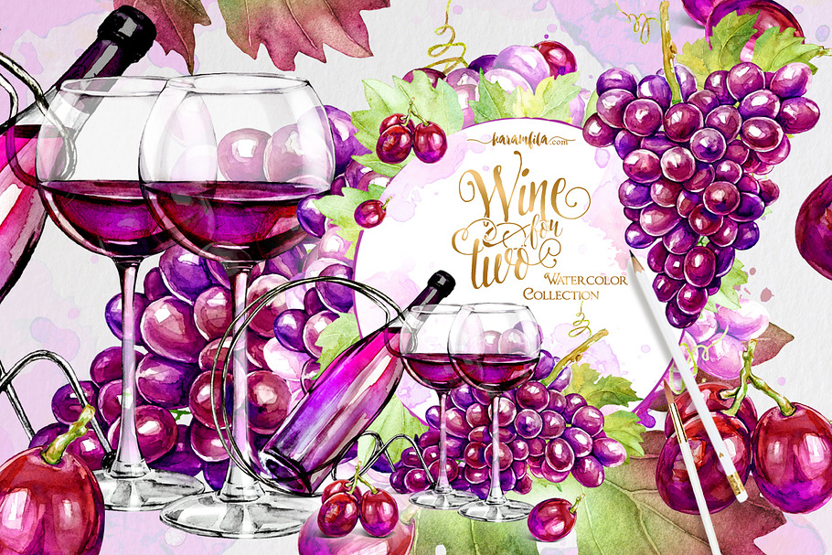 Wine and Grapes Clipart