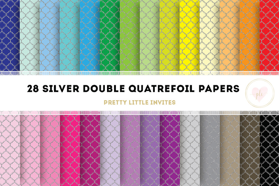 Silver Glitter Quatrefoil Papers