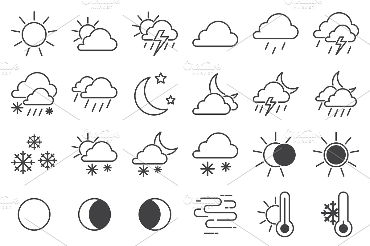 Set of weather icons vector | Creative Daddy