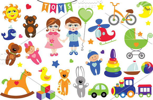 Children toys icons in Graphics - product preview 1