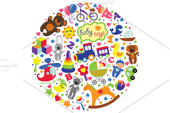 Children toys icons in Graphics - product preview 2