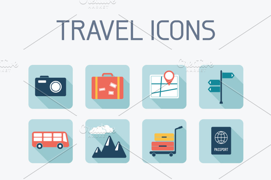 16 Flat Travel Icons in Graphics - product preview 8