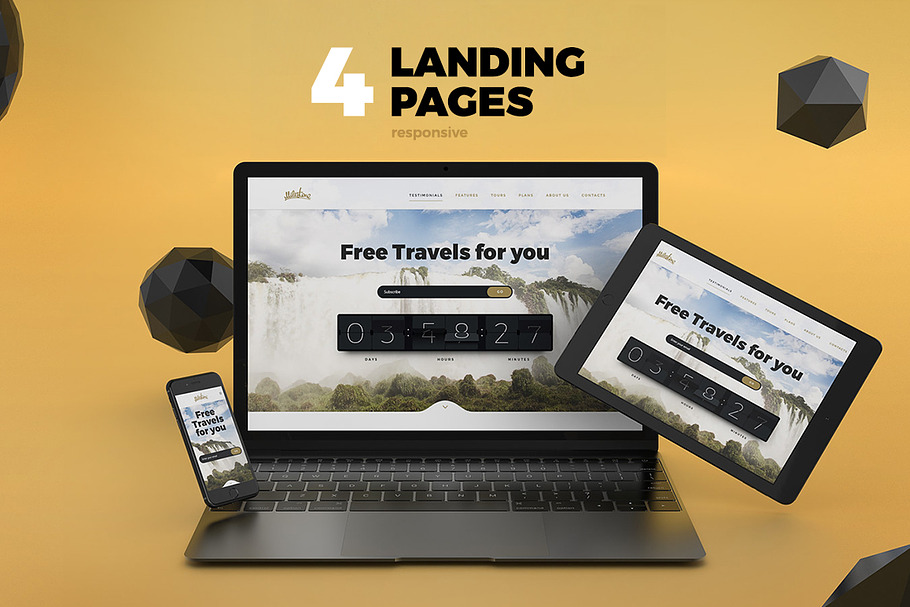 4 Landing Pages. Responsive (.psd)