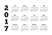 Set of simple calendars in spanish