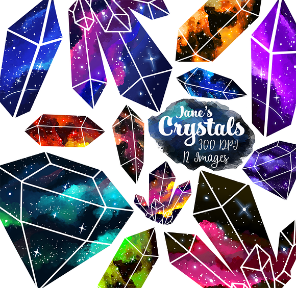 Illustrated Space Crystals Clipart in Illustrations - product preview 1